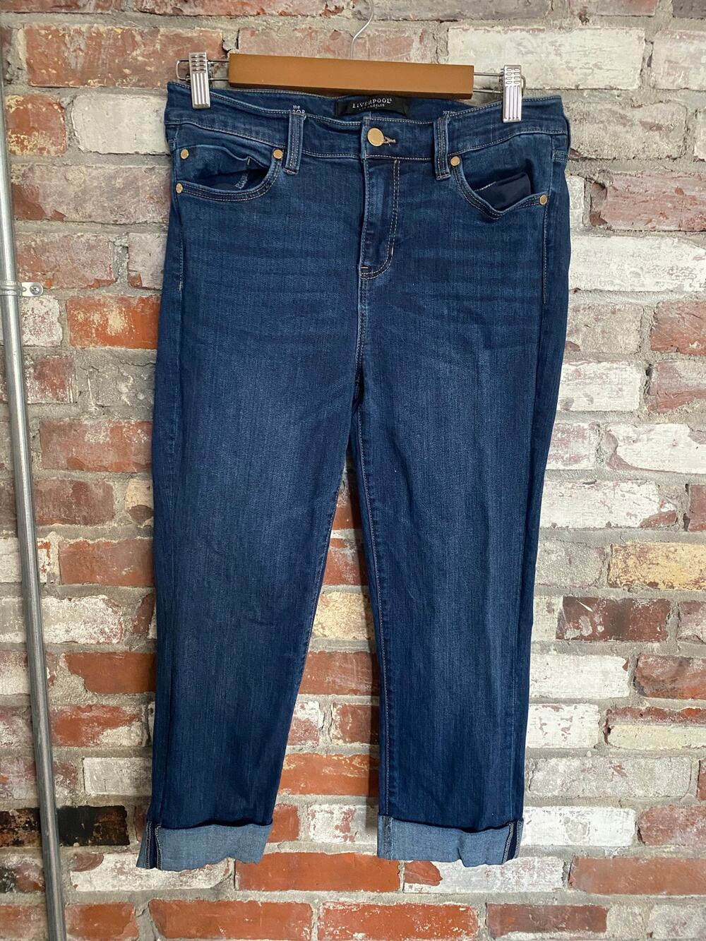Liverpool Los Angeles Women's The Crop Petite Blue Jeans Size 10P / 30